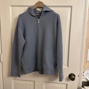 Malo Cashmere Sport Zip-Up Gray Jacket Sweater with Hood size Small